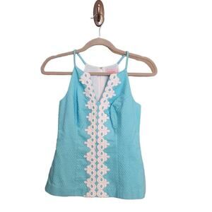 Lilly Pulitzer Annabelle Magnolia Lace Halter Top Breakwater Blue Size 00